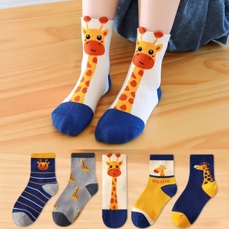 Kaos Kaki Anak Laki Laki Motif Jerapah Kuning Fashion Cowok Korea Kekinian Usia 3-7 Tahun TK SD