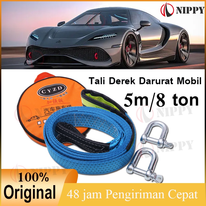 Nippy Kualitas Tinggi Tali Derek Mobil Tali Derek 5 m 8Ton Darurat Tali Derek Kendaraan Off-Road