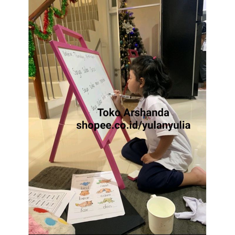 

Papan Tulis 60x80 / white board ukuran besar+ standing gratis spidol