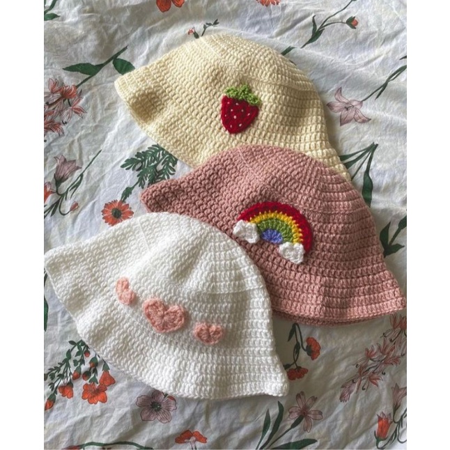 bucket hat rajut / topi rajut anak dan dewasa