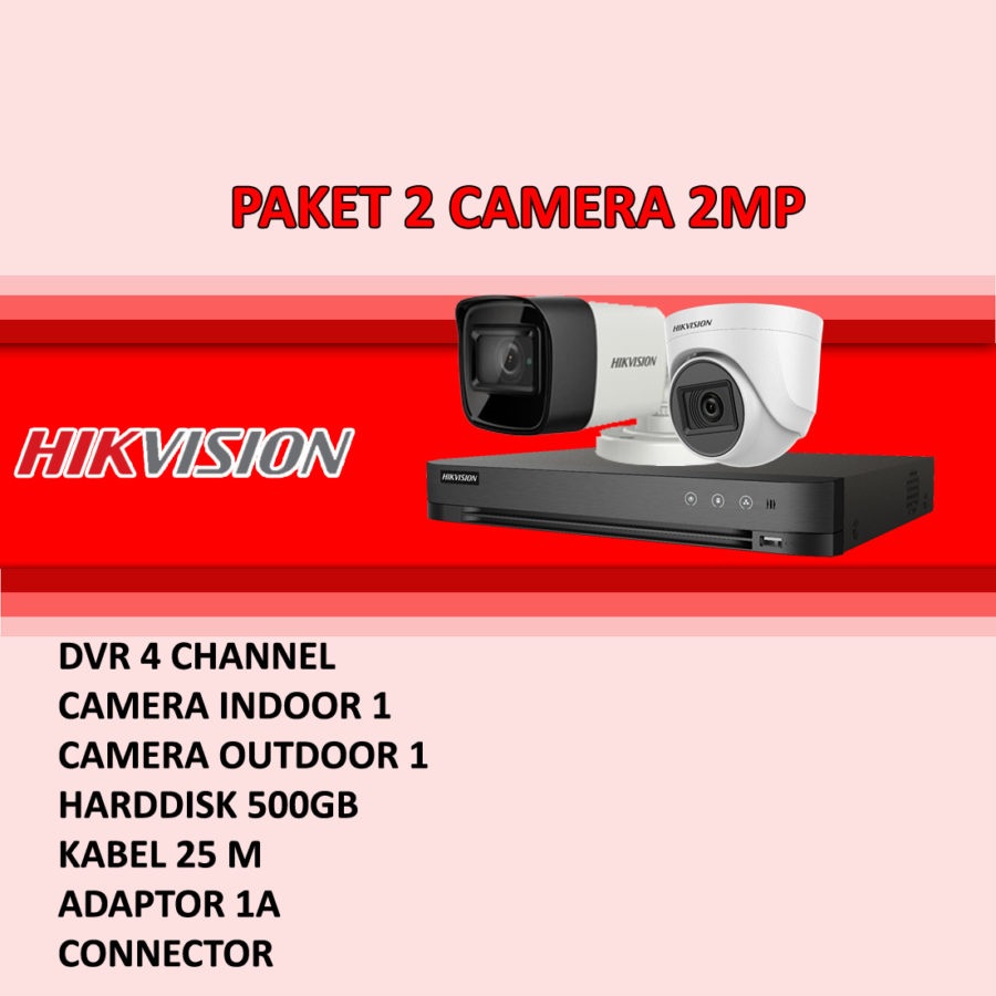 PAKET CCTV HIKVISION TURBO HD 2MP 2 KAMERA SIAP PASANG