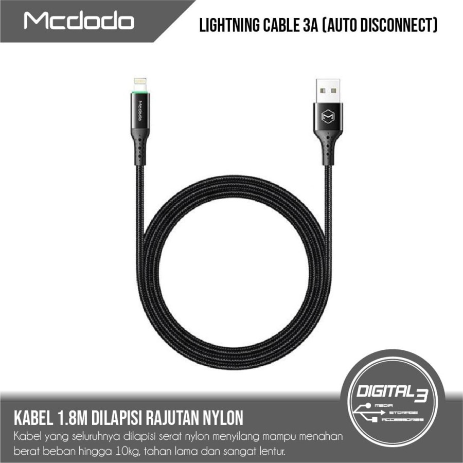 Kabel Iphone MCDODO CA- 7411 Kabel Lightning Auto Power Off 3A 1.8M