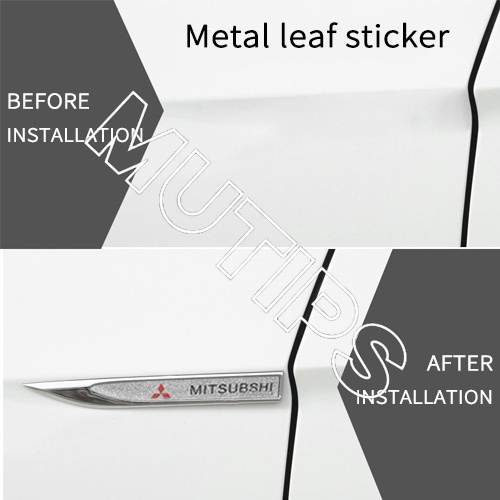 2pcs Stiker Logo Mitsubishi Lancer Pajero Outlander Bahan Metal Aksen Berlian Imitasi Untuk Pintu Mobil