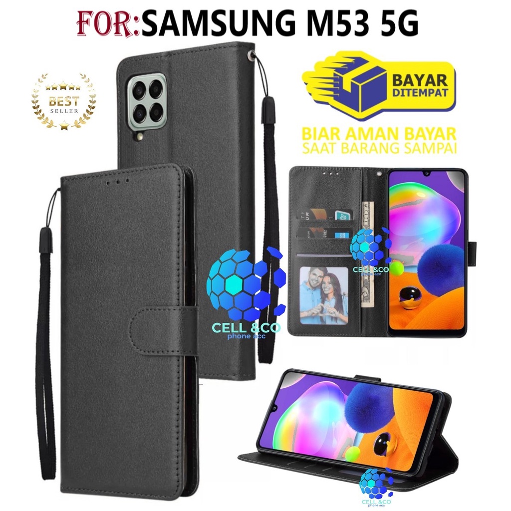 CASE SAMSUNG M53 5G CASE FLIP LEATHER WALLET PREMIUM FLIP CASE BUKA TUTUP KESING HP CASING FLIP CASE WALLET SAMSUNG M53 5G