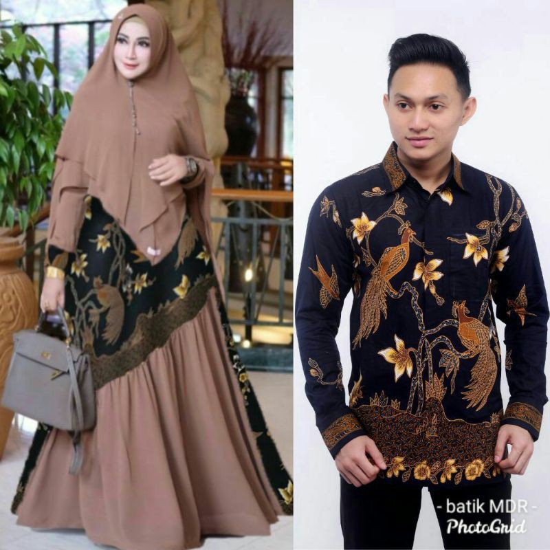 COUPLE GAMIS KEMEJA BATIK SALOKA EKSKLUSIF / COUPLE BATIK RAMADHAN COUPLE HILYA