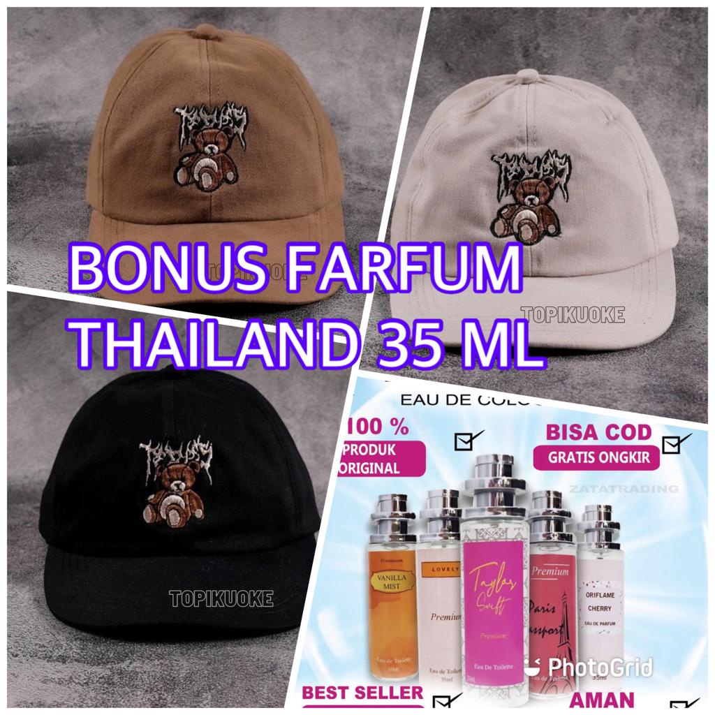 COD (BONUS FARFUM THAILAND 35 ML),,TOPI DISTRO Korean style Tedy bear casual