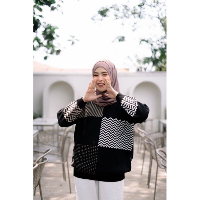 NAMIRA KNIT OVERSIZE SQUARE / SWEATER WANITA XXL / BLOUSE RAJUT  IMFORT