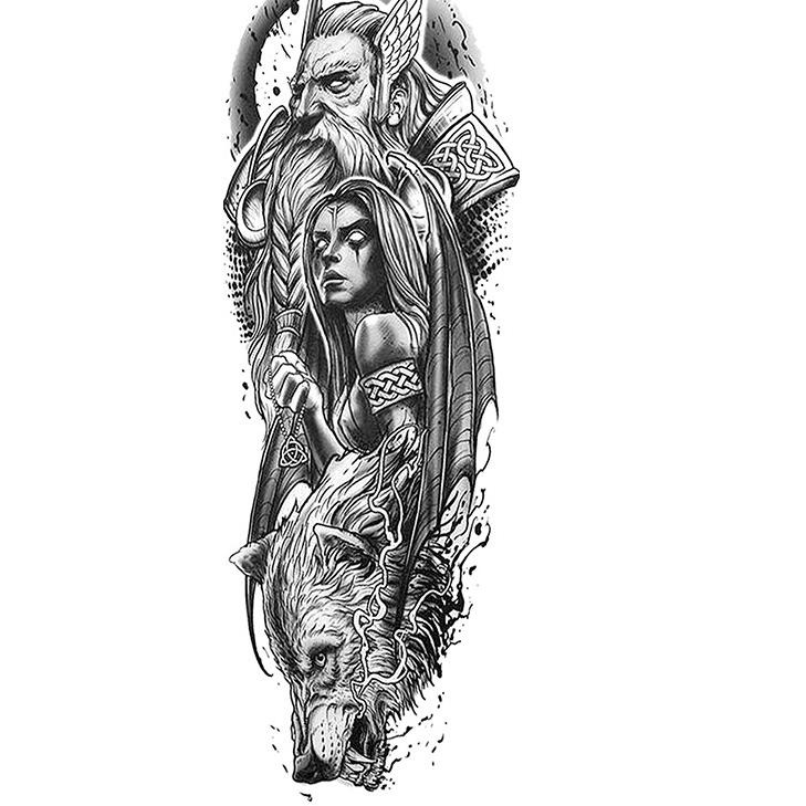 (HARGA TERMURAH) 【TATTOO ARTIST,】 tato full lengan，tato tahan air，tato temporer tahan lama 15 hari t