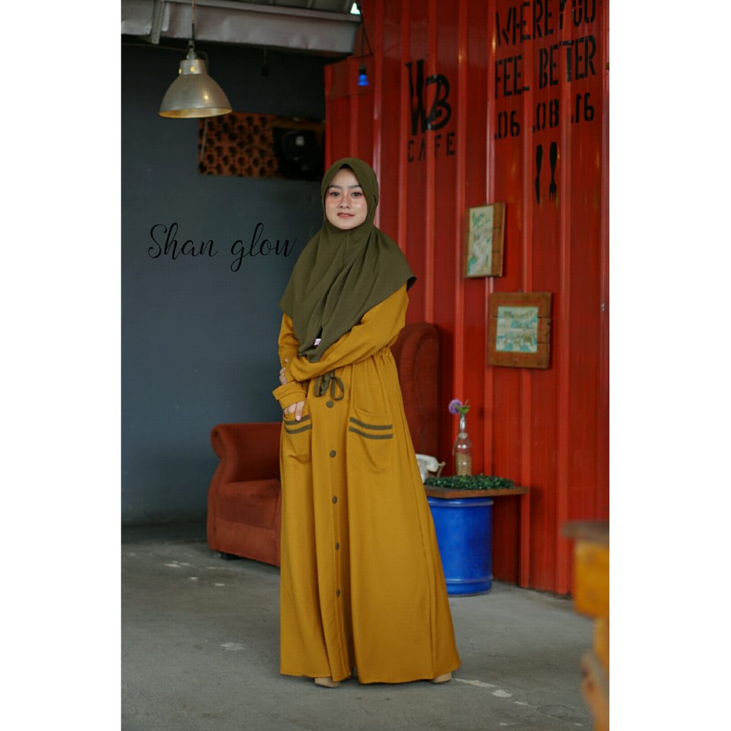 Gamis remaja casual syari Itycrepe set bergo maryam GLADIS by Shan glow jilbab hijab hijaber ootd