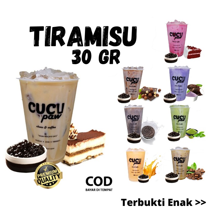 

BUBUK MINUMAN COKLAT BUBUK SACHET PREMIUM KEKINIAN RASA TIRAMISU BUBBLE DRINK POWDER 30gr