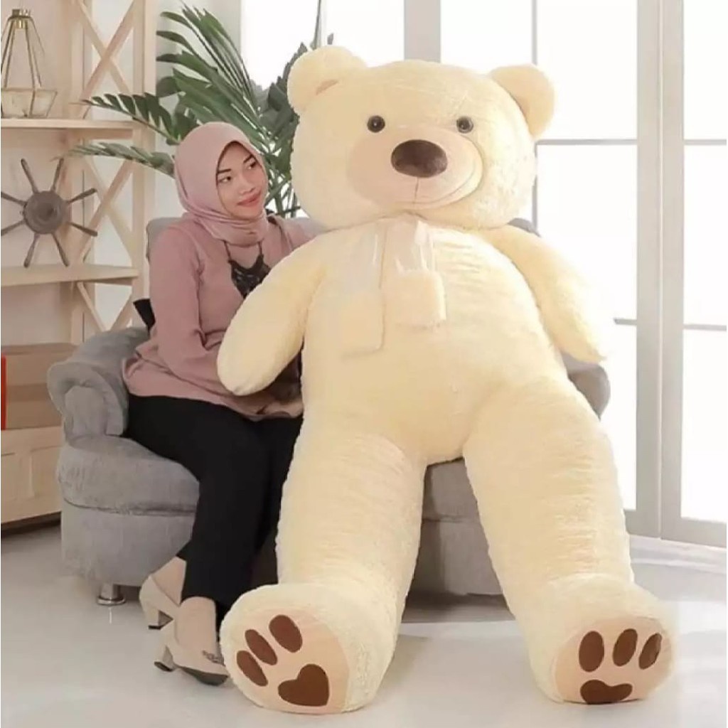 Boneka Teddy Bear FLUFFY SYAL SUPER JUMBO 1,5 METER bahan halus dan lembut