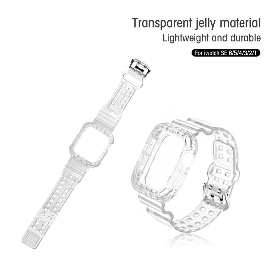 Strap Case Apple Watch Series 1 2 3 4 5 6 7 8 SE 2020 2022 Ultra 38 40 41 42 44 45 49mm TRIPLEDI Silikon Cover Band Transparan