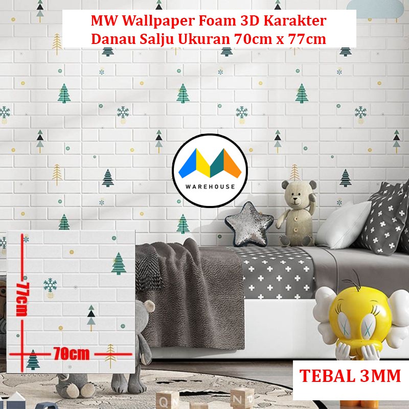 MW Wallpaper Foam 3D Stiker Dinding Karakter 05 Anak Wall Paper Karakter Pohon Cemara Sticker Tebal 3MM