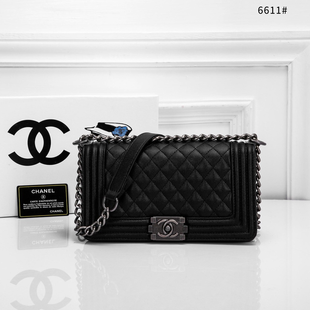 Chanel  Le Boy Classic Caviar Skin So Black #6611 J