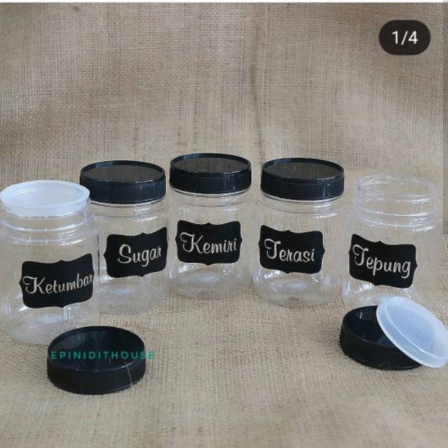  Stiker  paket 5 toples bumbu  dapur  makanan tag name murah 