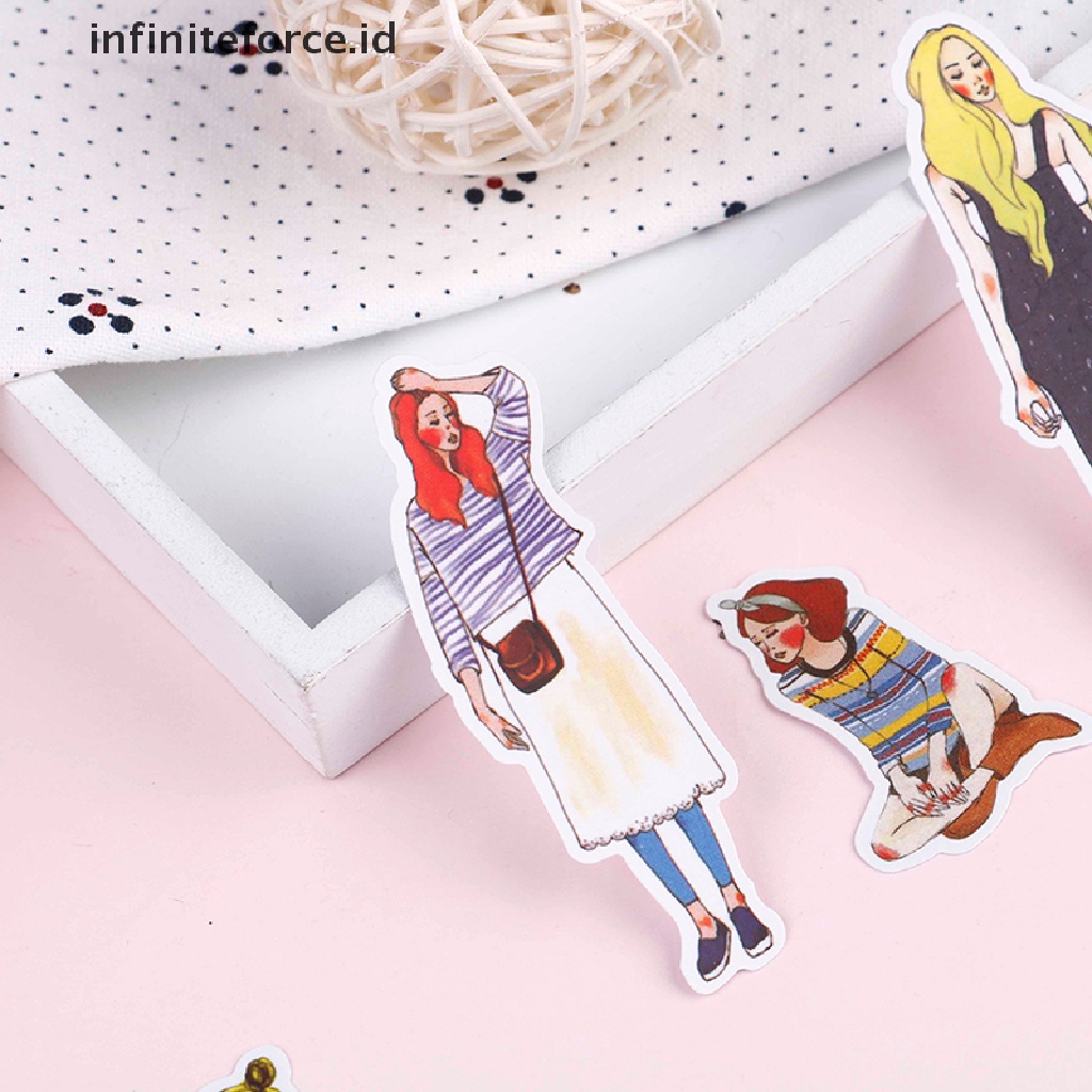 (Infiniteforce.Id) 280pcs / Pak Stiker Kertas Motif Anak Perempuan Untuk Dekorasi Diary / Album / Scrapbook