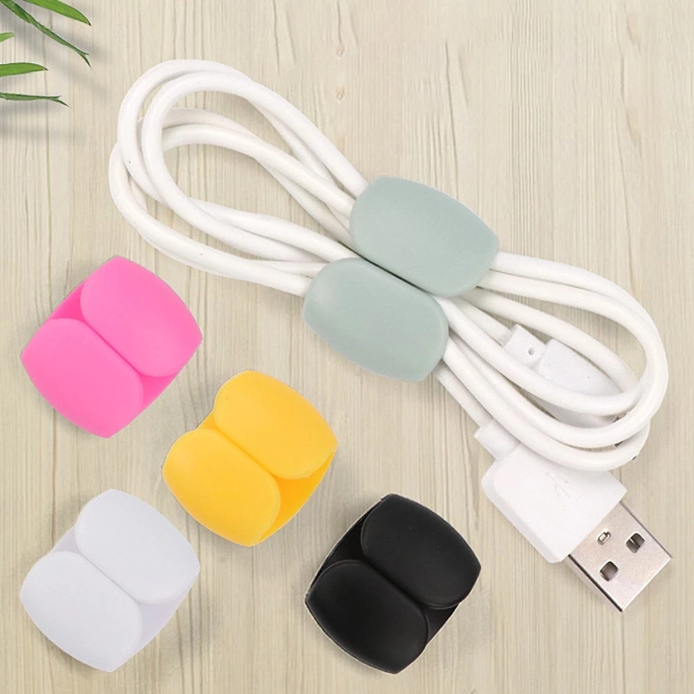 2pcs Klip Holder Kabel USB / Earphone Bentuk Bulat Model Simple