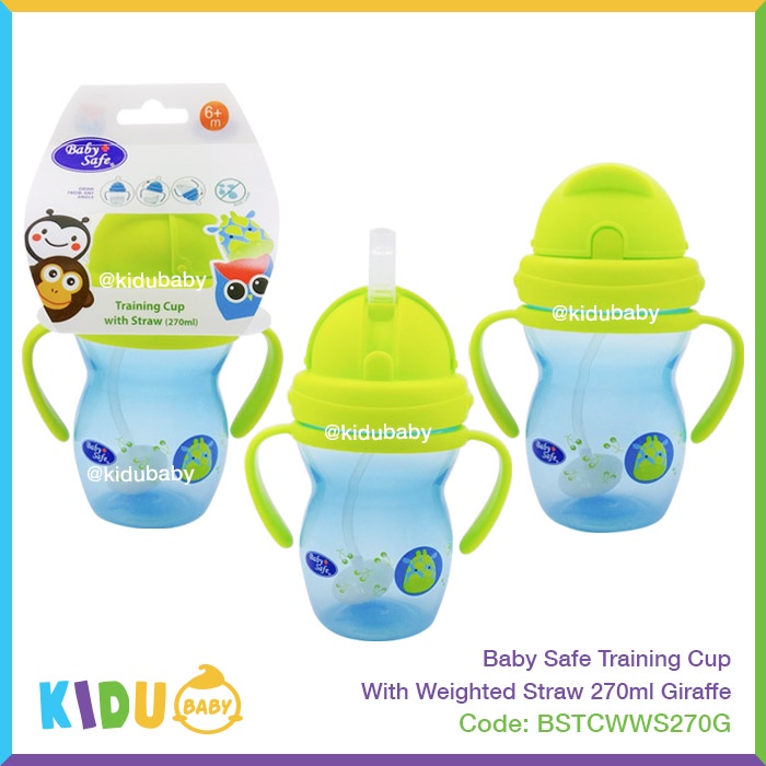 Baby Safe Botol Minum Anak Training Cup With Weighted Straw 270ml Kidu Baby