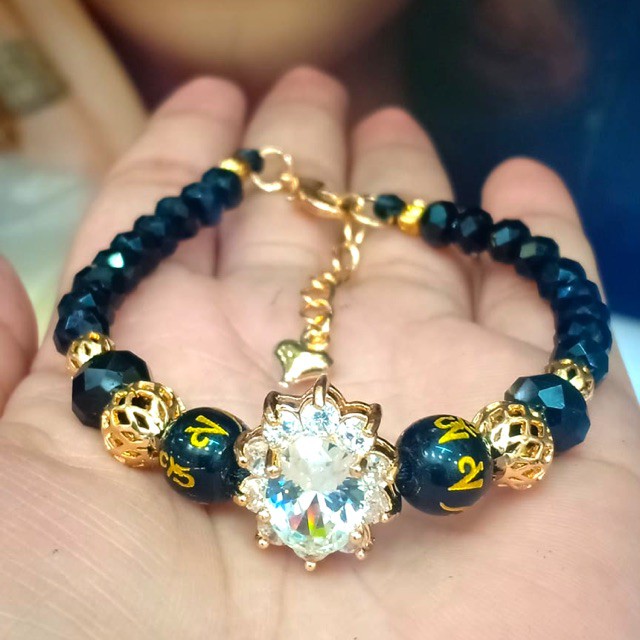 Gelang kristal variari batu mantra dan petmata oval