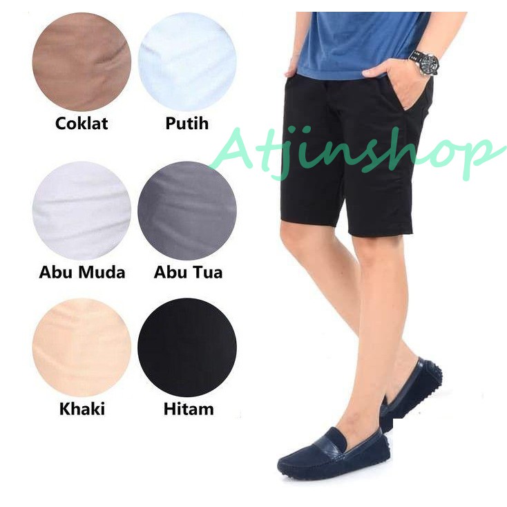 Atjin- Celana Pendek Chino Katun Tebal dan Adem kualitas Butik [ Ready 6 warna ]