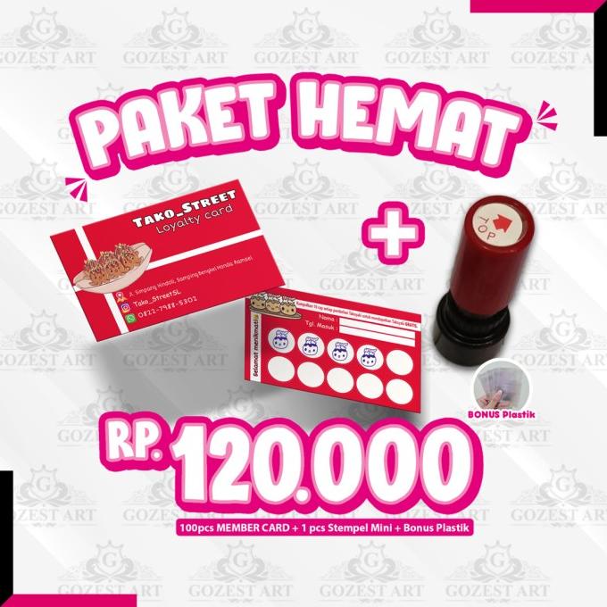 

PAKET HEMAT! Member card Loyalty Card Kartu Langganan + Stempel Custom