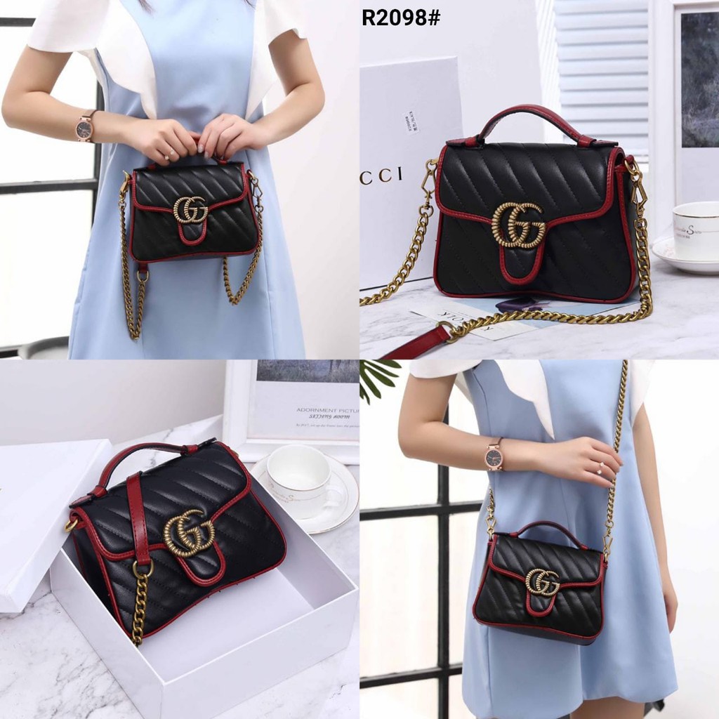 MURAH  TAS WANITA GG Marmont Top Handle Bag Include Box R2098G