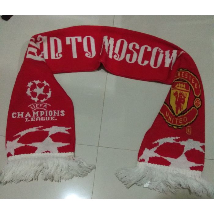 MANCHESTER UNITED SCARF/SYAL ORIGINAL ROAD TO MOSCOW 2008