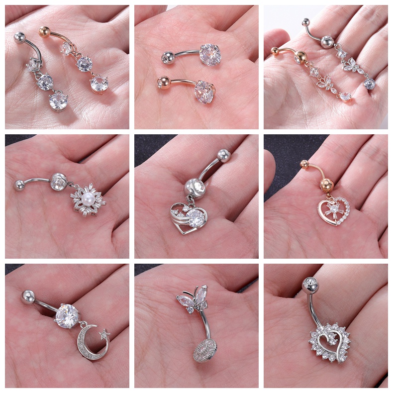 1pc Anting Tindik Perut / Pusar Model Kupu-Kupu / Hati Bahan Stainless Steel 316l Untuk Wanita