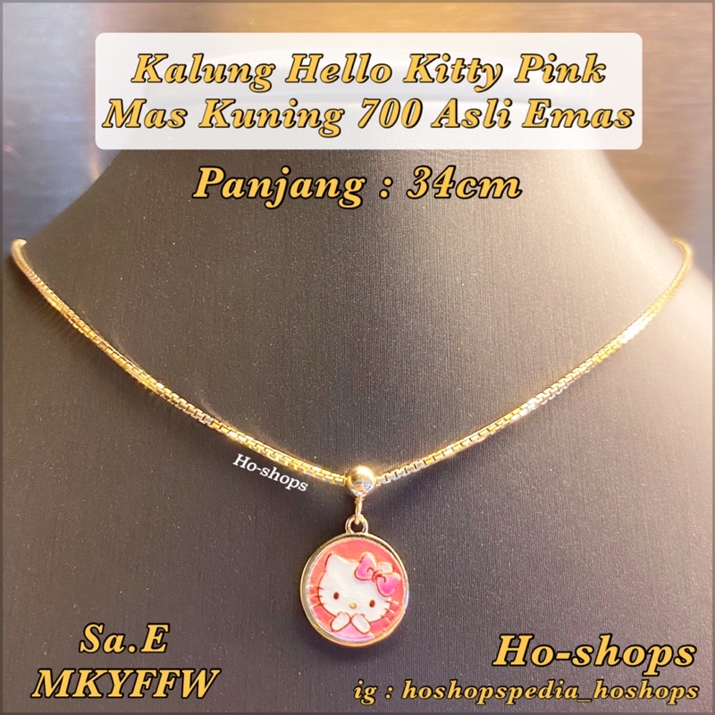 Kalung Kids Hello Kitty Mas Kuning Kadar 70% Asli Emas