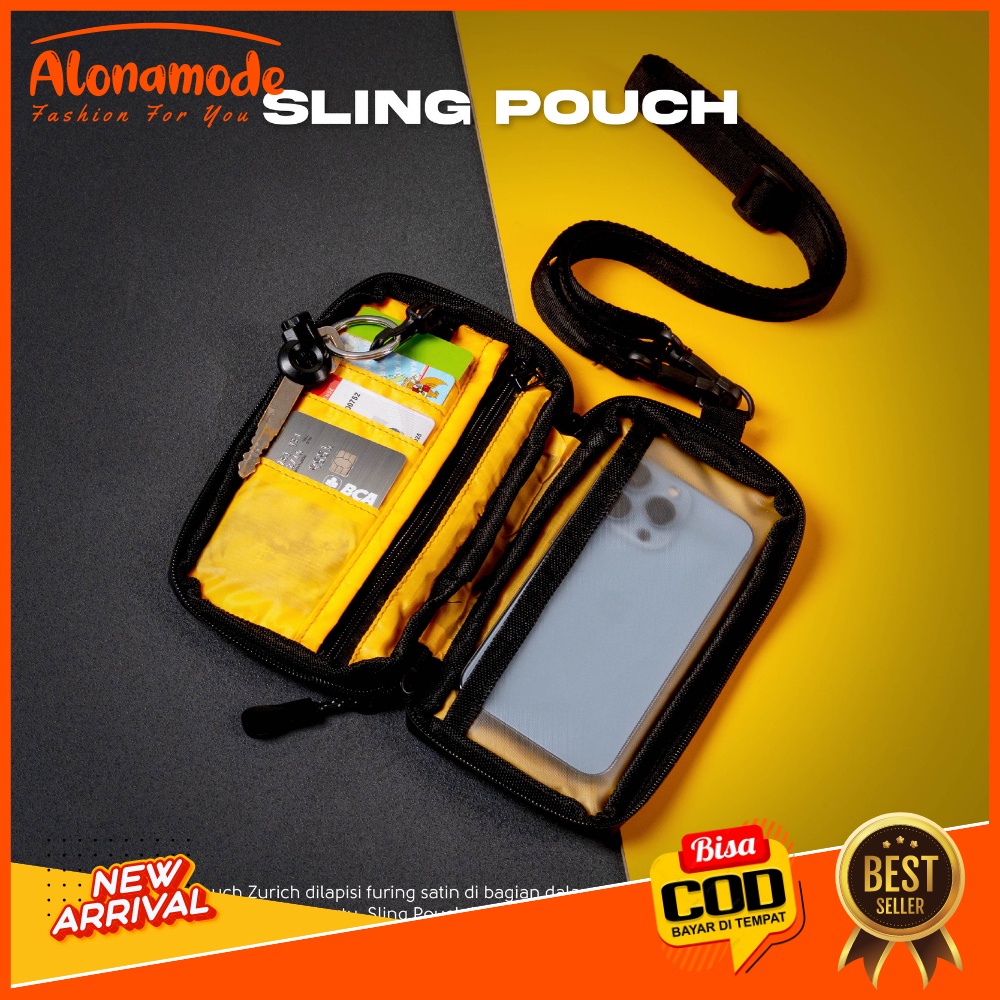 tas selempang pria Tas Leher Kalung HP Dompet Kunci Kartu Uang ID Card Waterproof Tas Gantung Pouch 