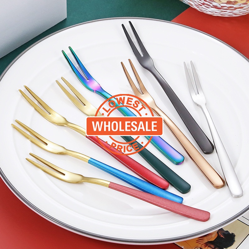 Garpu Buah / Salad / Dessert Bahan Stainless Steel 304 Warna-Warni Serbaguna Untuk Restoran / Rumah Tangga