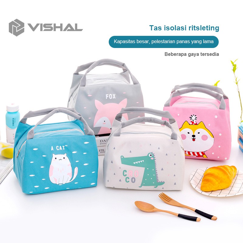 VISHAL Lunch Cooler Bag Tas Bekal KarakterSalur Makanan Aluminium Kotak Makan Import / VS-6