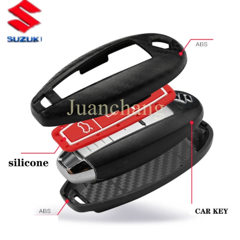 Case Remote Kunci Mobil Bahan Carbon fiber Untuk Suzuki Vitara Swift Ciaz Ertiga Celerio Ignis Kizashi SX4 Baleno Erga 2019