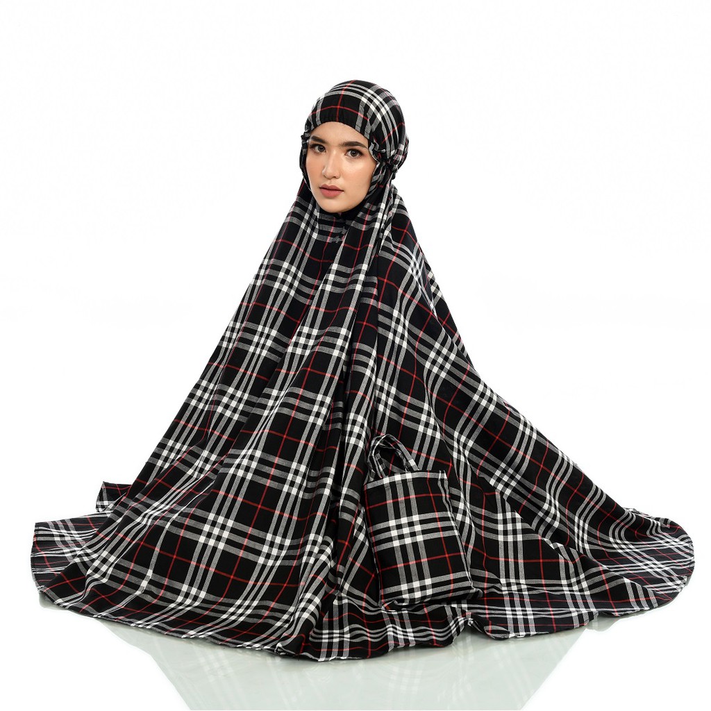 Mukena Hitam Traveling Motif Burberry Youkaa