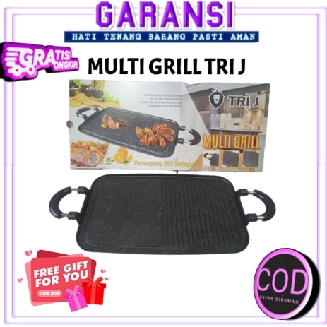 TRI J Multi Grill Pan Alat Panggang Serbaguna Grill Pan Marble Coated