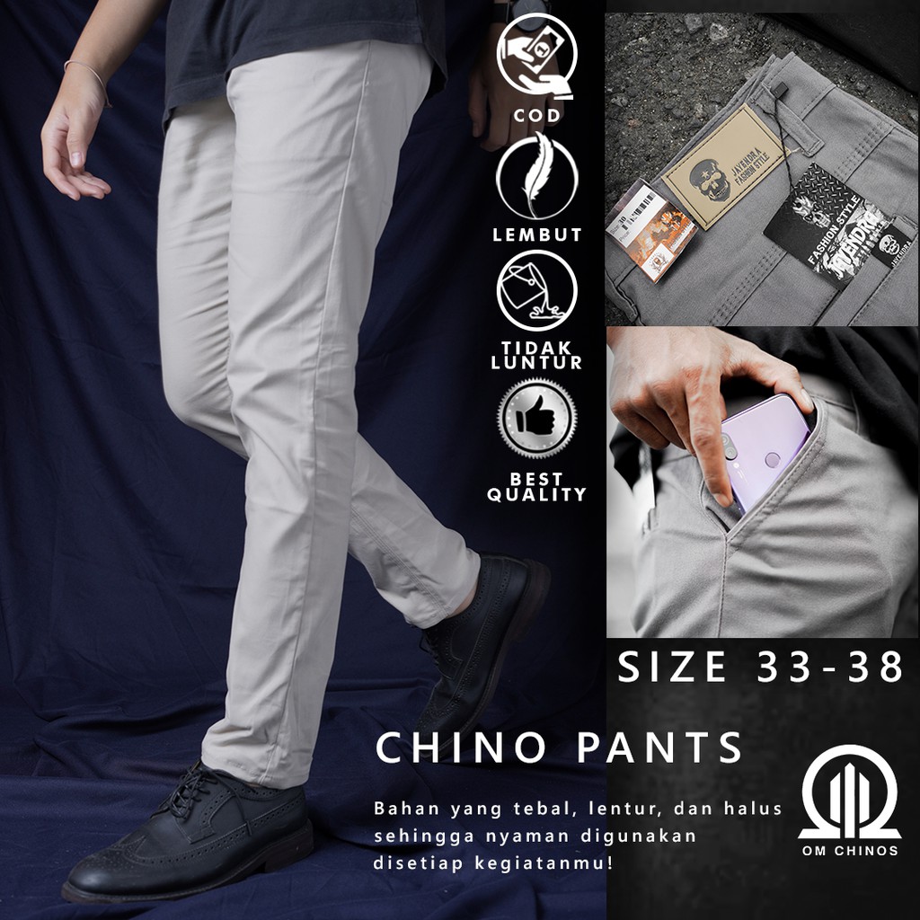 Celana Panjang Pria Chino Chinos Cino Pants Slim fit Big Size 34-38 Outfit Kantor Kerja Casual Harian Santai 11