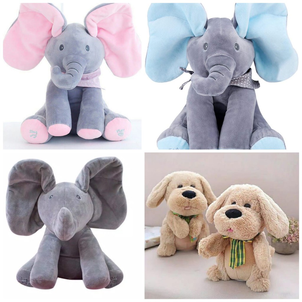 Boneka Music Gajah Peek a boo Elephant Puppy Clap 