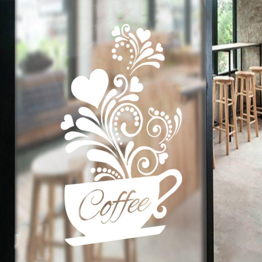 TOP Diy Stiker Dinding Cafe Ornamen Wall Art Dekorasi Rumah Ukir Cangkir Kopi