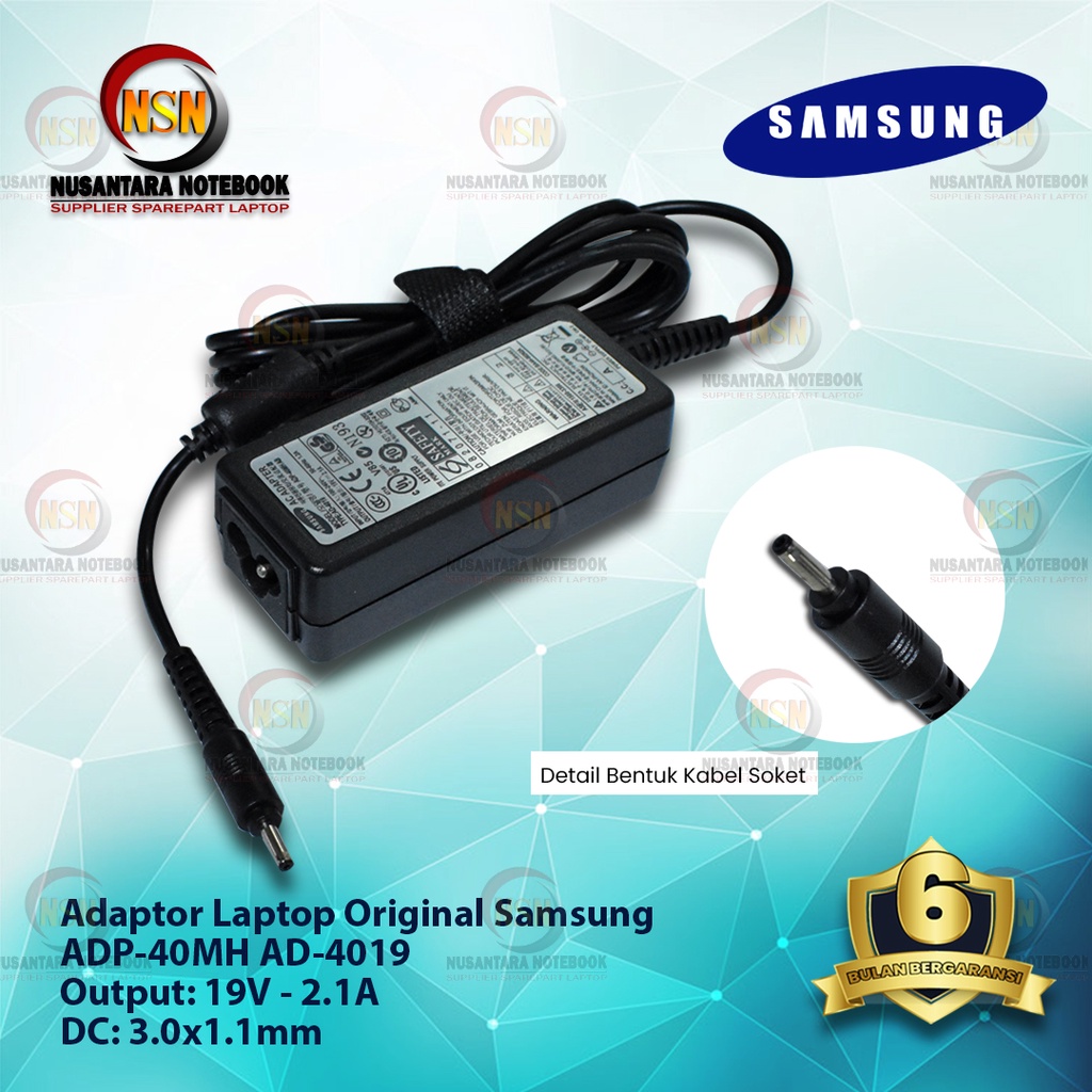 Adaptor Original Samsung 19V 2.1A DC 3.0x1.1mm ADP-40MH AD-4019