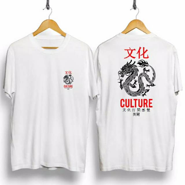 Fourfashion Kaos Pria Kaos Distro DRAGON CULTURE White CN677