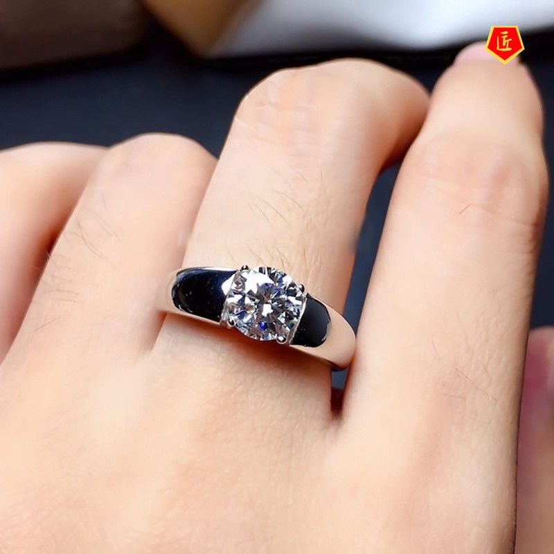 [Ready Stock]Pt950 Platinum Gold 2 Karat Mosanite Diamond Ring Classic Fashion