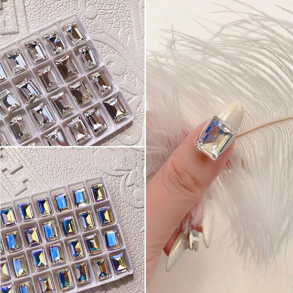 Mxbeauty 5pcs / Set Berlian Imitasi Bentuk Persegi Panjang Untuk Dekorasi Nail Art / Manicure Diy
