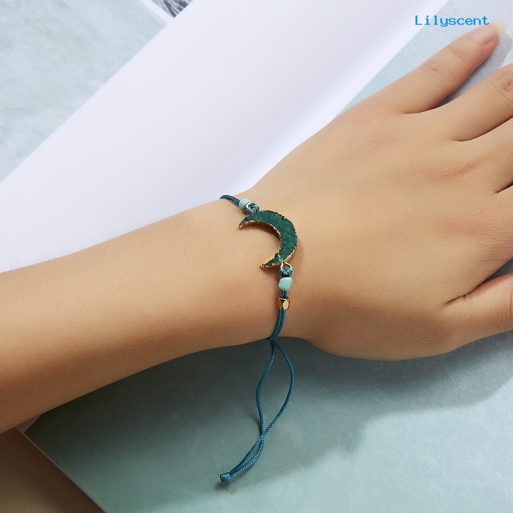 Gelang Manik-Manik Bulan Adjustable Bahan Resin Ramah Kulit Untuk Wanita