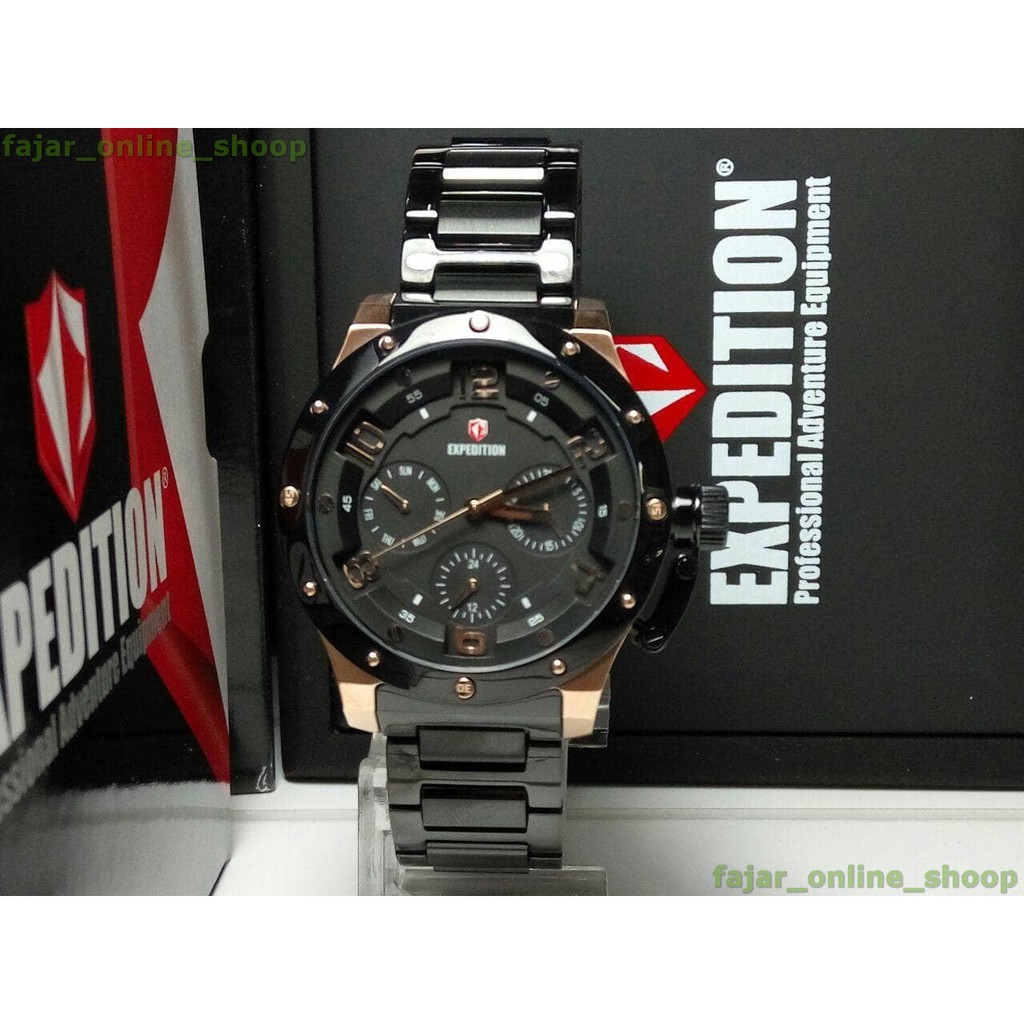 Jam Expedition E 6381BF Black Rose Gold Original