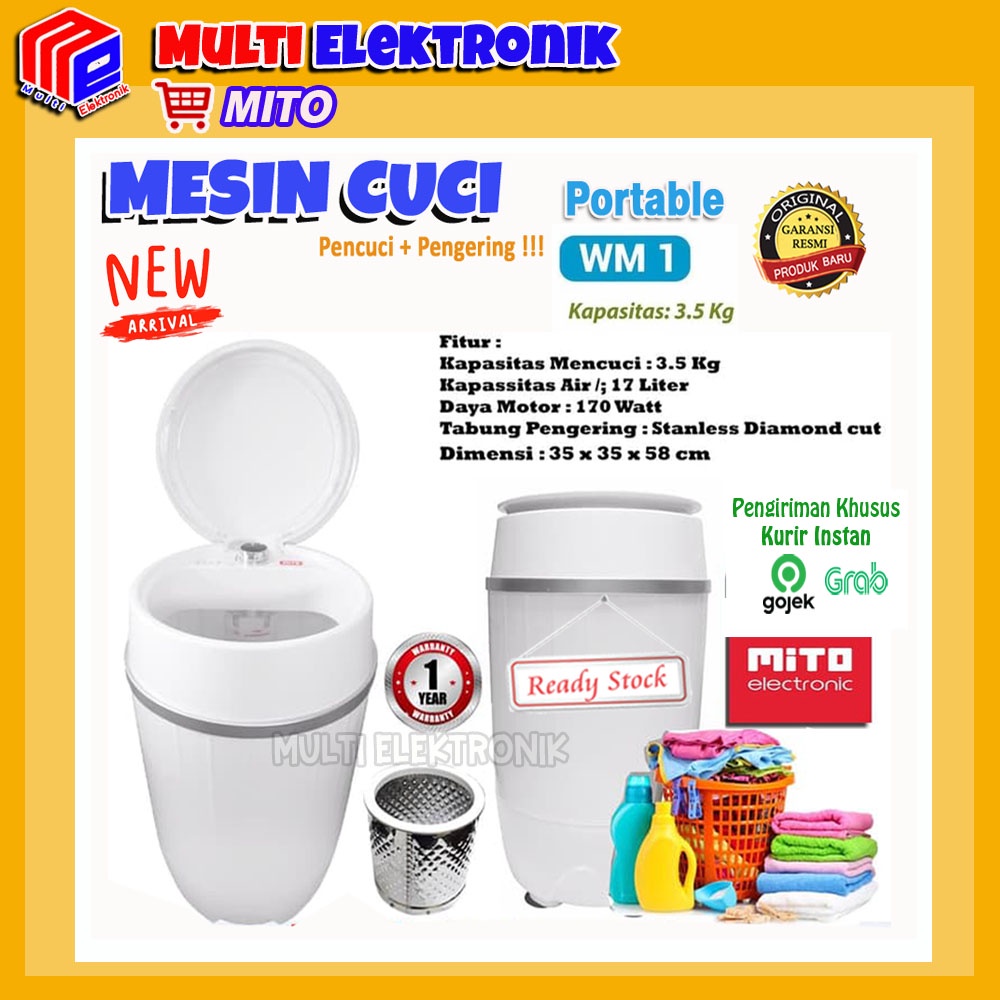 Mesin Cuci Portable Mito WM1 - Mesin Cuci Mini Portable 3,5 KG