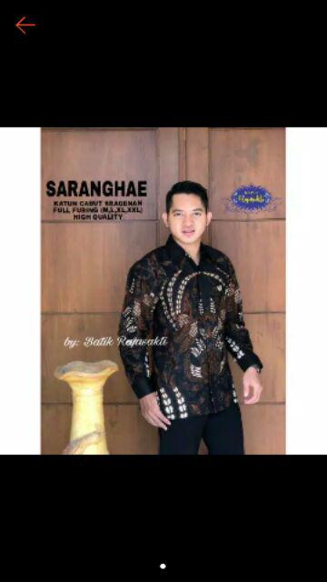 Batik Solo Saranghae Kemeja Pria Katun Cabut Sragenan Full Furing