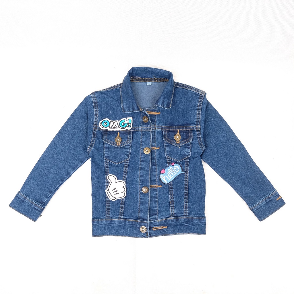 CARVA ORIGINAL JAKET JEANS ANAK DENIM LAKI LAKI PEREMPUAN JAKET BAYI OMG SERIES BORDIR BIOWASH  REAL PICT