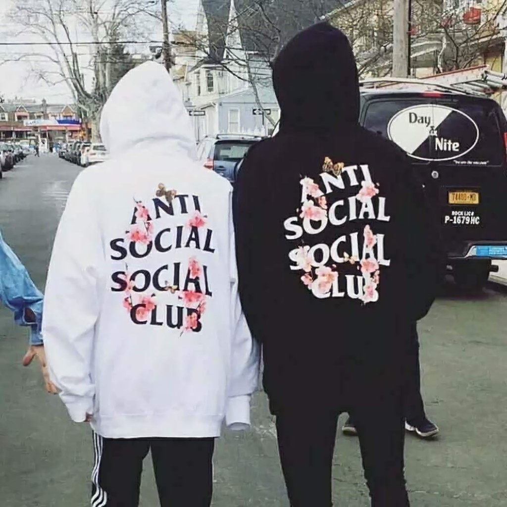 Hoodie Couple Anti Social Social Club Floral Blossom Premium Cotton Fleece