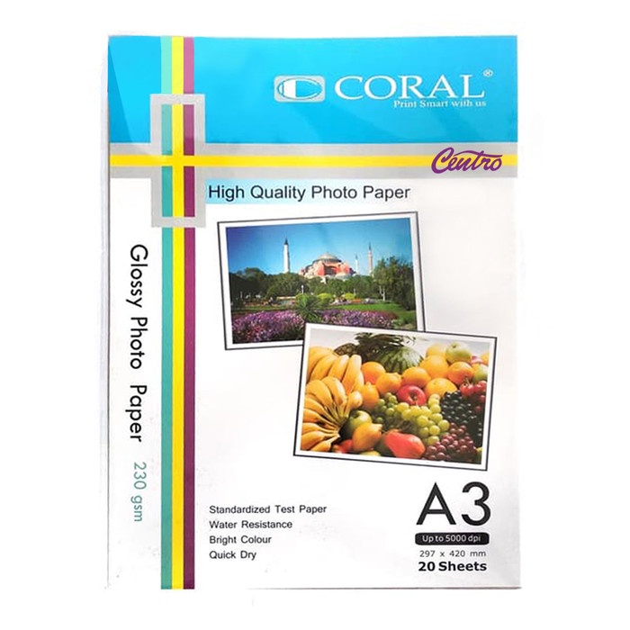 

(DISKON TERMURAH) Coral Glossy Photo Paper A3 230 gsm Kertas Foto Gloss Printer Poto