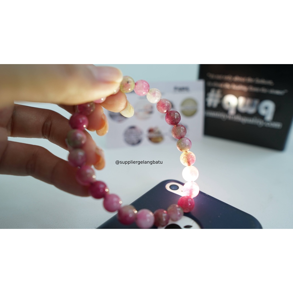 gelang batu bloodstone 8mm 10mm asli serat akik kado sehat pria wanita korea